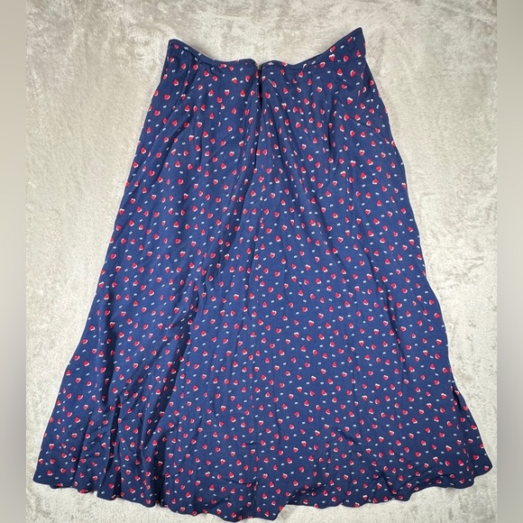 Talbots Navy Blue Red Heart Print XO Midi Slip Skirt Size 8 - Picture 12 of 16